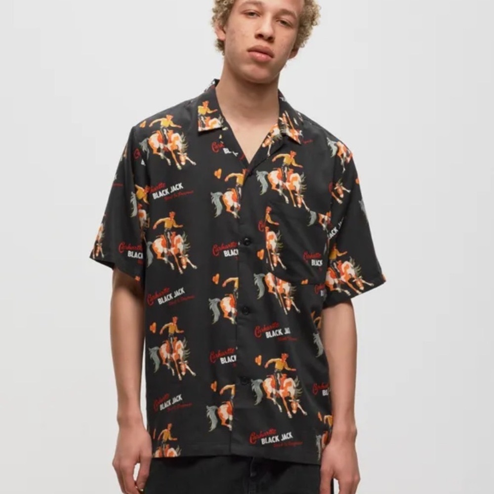 CARHARTT Work in Progress Black Jack Short Sleeve Cotton & Lyocell ButtonUp Camp